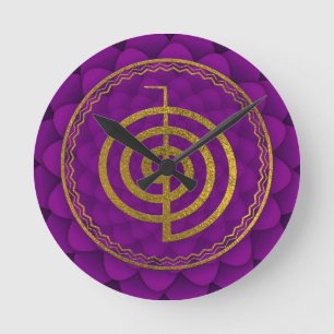 Gold Choku Rei-symbool op lotus Ronde Klok