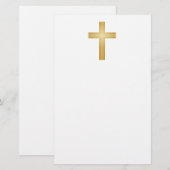 Gold Christelijk Cross Briefpapier (Voorkant / Achterkant)