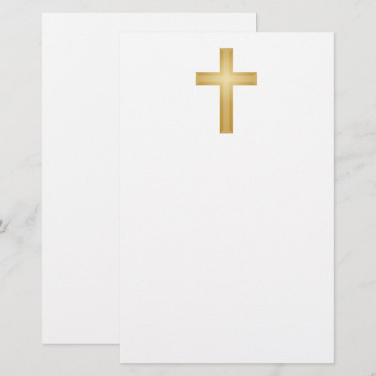 Gold Christelijk Cross Briefpapier (Voorkant / Achterkant)