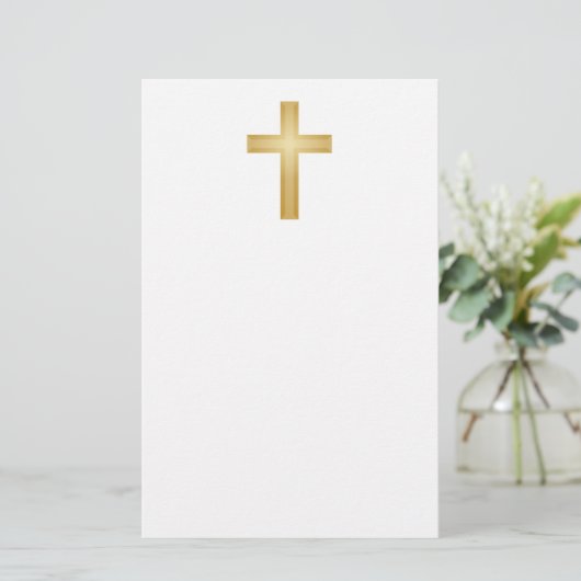Gold Christelijk Cross Briefpapier (Staand voorkant)