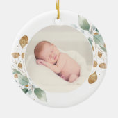 Gold Christelijk Cross Greenery Foto Baptisme Gift Keramisch Ornament (Achterkant)
