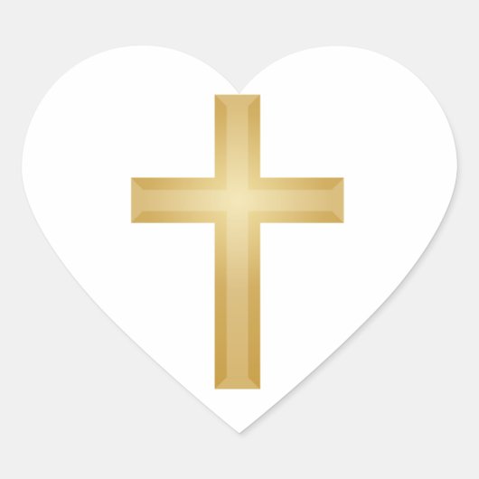 Gold Christelijk Cross Hart Sticker (Voorkant)