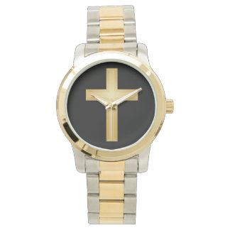 Gold Christelijk Cross Horloge