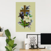 Gold Christelijk Cross Poster (Thuiskantoor)