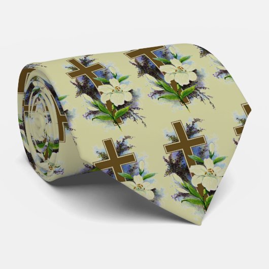 Gold Christelijk Cross Stropdas (Opgerold)