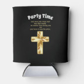 Gold Christelijk Crucifix Cross met grappig gezegd Blikjeskoeler (Voorkant)