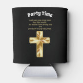 Gold Christelijk Crucifix Cross met grappig gezegd Blikjeskoeler (Achterkant)