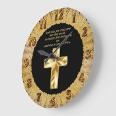 Gold Christelijk Crucifix Cross met grappig gezegd Grote Klok (Hoek)