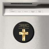 Gold Christelijk Crucifix Cross met grappig gezegd Magneet (Insitu (Vaatwasser))