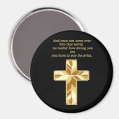 Gold Christelijk Crucifix Cross met grappig gezegd Magneet (Voorkant / Achterkant)