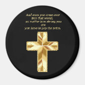 Gold Christelijk Crucifix Cross met grappig gezegd Magneet (Voorkant)