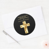 Gold Christelijk Crucifix Cross met grappig gezegd Ronde Sticker (Envelop)