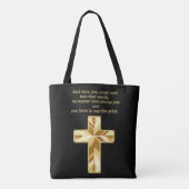 Gold Christelijk Crucifix Cross met grappig gezegd Tote Bag (Achterkant)