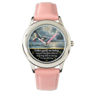 Gold Christelijk Faith kruis met eenden Horloge