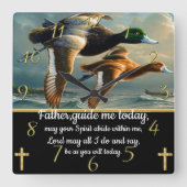 Gold Christelijk Faith kruis met eenden Vierkante Klok (Voorkant)