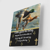 Gold Christelijk Faith kruis met eenden Vierkante Klok (Hoek)