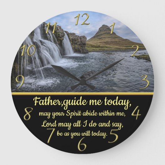 Gold Christelijk Faith kruis met gele waterval Grote Klok (Voorkant)