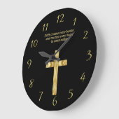 Gold Christelijk Faith kruis met grappig gezegde 3 Grote Klok (Hoek)
