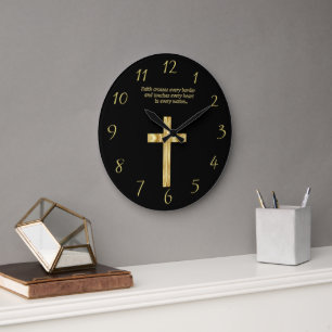 Gold Christelijk Faith kruis met grappig gezegde 3 Grote Klok