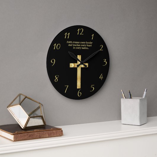 Gold Christelijk Faith kruis met grappig gezegde 3 Grote Klok (Kantoor)