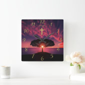 Gold Christelijk Faith kruis met grappig gezegde S Vierkante Klok (Huis)