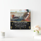 Gold Christelijk Faith kruis met twee eenden Vierkante Klok (Huis)