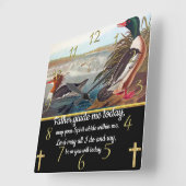 Gold Christelijk Faith kruis met twee eenden Vierkante Klok (Hoek)