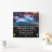 Gold Christelijk Faith kruis met Vader, stuur me m Vierkante Klok (Huis)