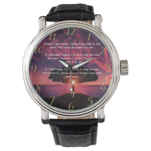 Gold Christelijk Faith kruis met waar ik vandaag h Horloge