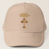 Gold Christelijk ventilatorkruis met grappig gezeg Trucker Pet (Voorkant)