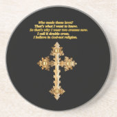 Gold Christelijk ventilatorkruis met grappig gezeg Zandsteen Onderzetter (Voorkant)