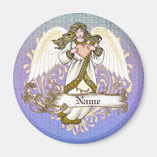 Gold Christelijke Angel Heart magnet (Voorkant)