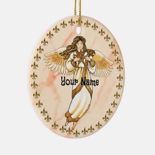 Gold Christelijke Angel Keramisch Ornament (Rechts)