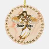 Gold Christelijke Angel Keramisch Ornament (Voorkant)
