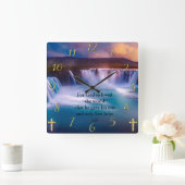 Gold Christelijke Faith Prayer John 3:16 Vierkante Klok (Huis)