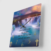 Gold Christelijke Faith Prayer John 3:16 Vierkante Klok (Hoek)