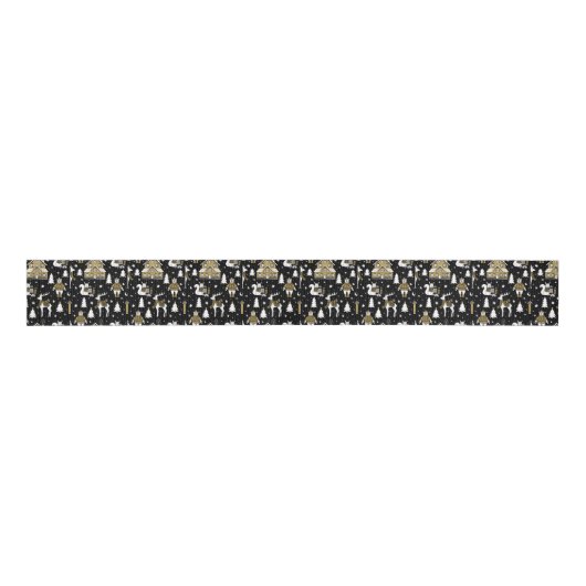Gold Christmas Aesthetic Pattern- Elegant Metallic Grosgrain Lint (Voorkant)