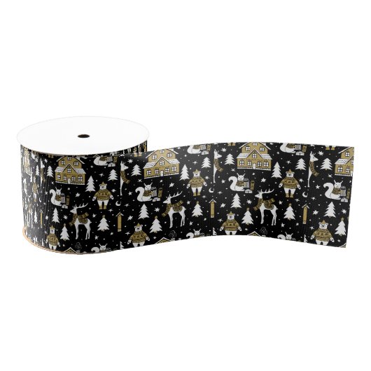 Gold Christmas Aesthetic Pattern- Elegant Metallic Grosgrain Lint (Spoel)