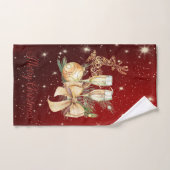Gold Christmas Ball, Wine Glass, Reindeer Bad Handdoek (Handdoek)