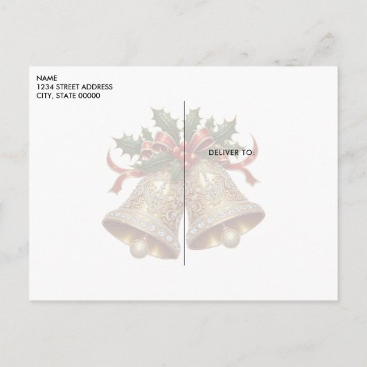 Gold Christmas Bells Briefkaart (Achterkant)