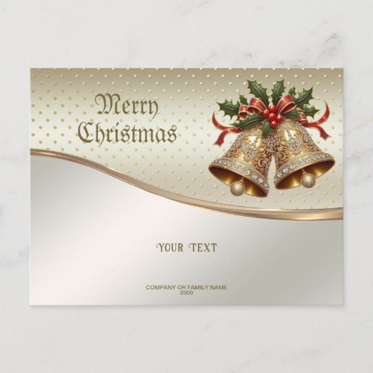 Gold Christmas Bells Briefkaart (Voorkant)