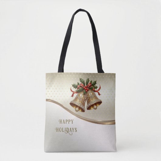 Gold Christmas Bells Holiday Canvas tas (Voorkant)