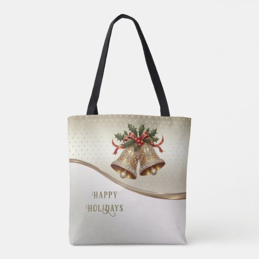 Gold Christmas Bells Holiday Canvas tas (Achterkant)