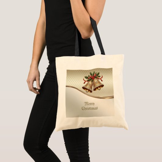Gold Christmas Bells Holiday Canvas tas (Voorkant (product))