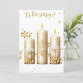 Gold Christmas Card with Candles Feestdagenkaart (Staand voorkant)