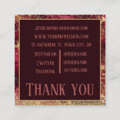 GOLD CHRISTMAS FIRE OPAL GLITTER CUSTOM MONOGRAM VIERKANTE VISITEKAARTJE (Achterkant)