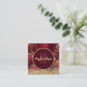 GOLD CHRISTMAS FIRE OPAL GLITTER CUSTOM MONOGRAM VIERKANTE VISITEKAARTJE (Staand voorkant)