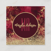 GOLD CHRISTMAS FIRE OPAL GLITTER CUSTOM MONOGRAM VIERKANTE VISITEKAARTJE (Voorkant)
