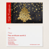 Gold Christmas Holiday Gift Kaart Certificaat (Voorkant /achterkant)
