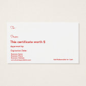 Gold Christmas Holiday Gift Kaart Certificaat (Achterkant)